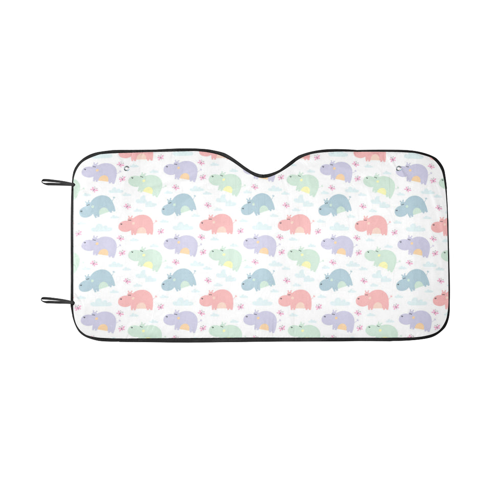 Hippopotamus Pattern Print Design 03 Car Sun Shade