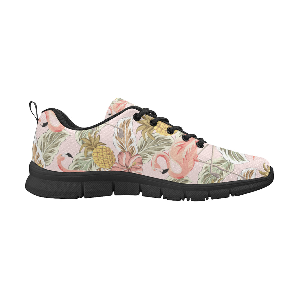 Pink flamingo birds pineapples hibiscus flower pat Men's Sneaker Shoes