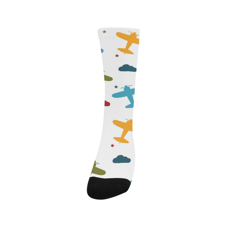 Airplane star cloud colorful Crew Socks