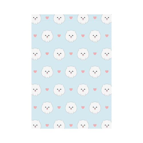 White cute pomeranian pattern House Flag Garden Flag