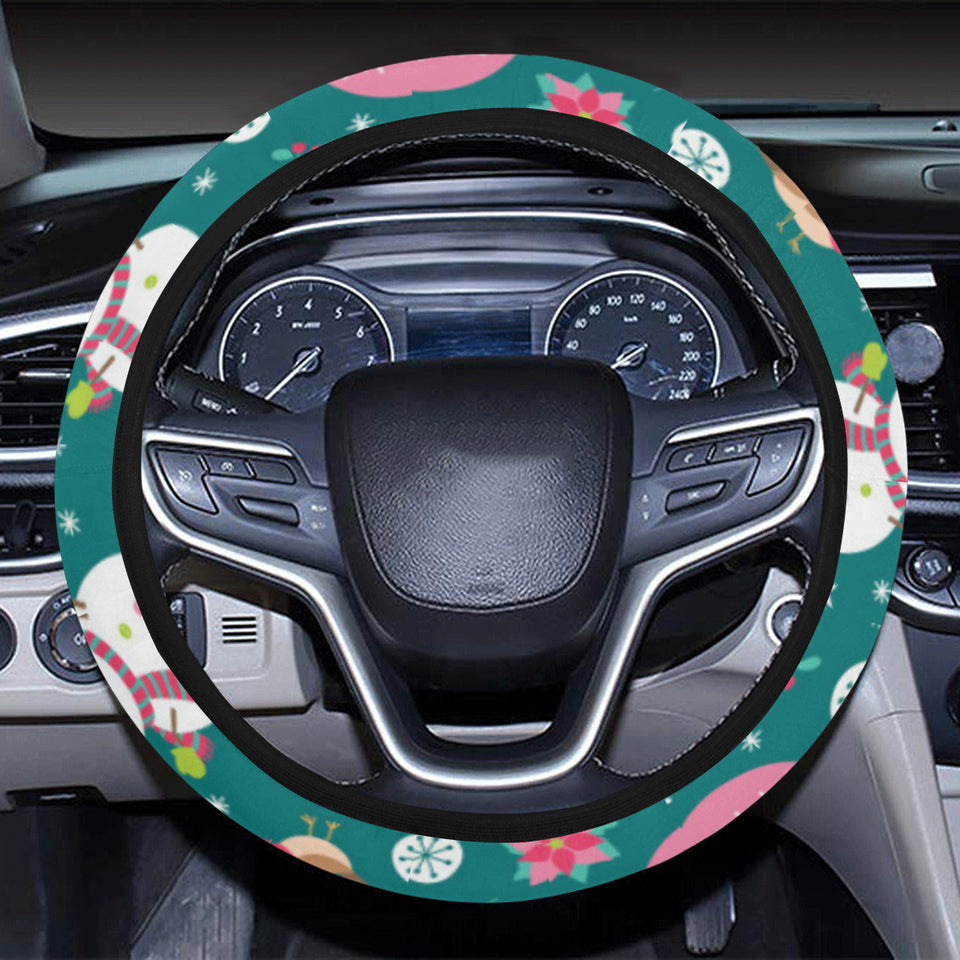 Snowman bird decorative elements christmas pattern Car Steering Wheel Cover
