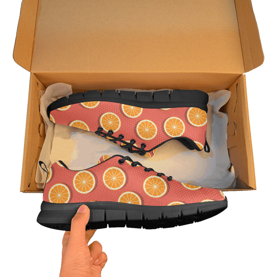 Oranges pattern red background Men's Sneaker Shoes