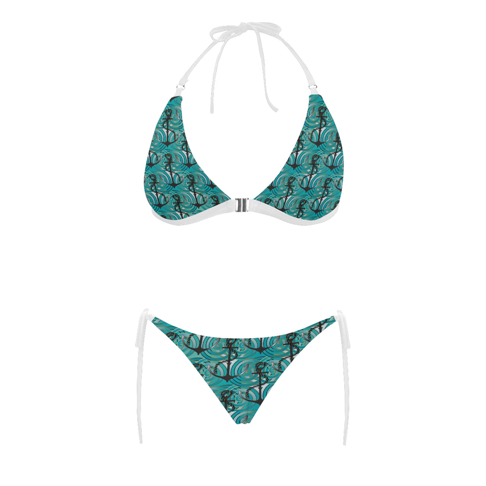 Anchor nautical green background Sexy Bikinis Two-Piece Swimsuits