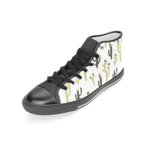 Cute cactus pattern Women's High Top Canvas Shoes Black