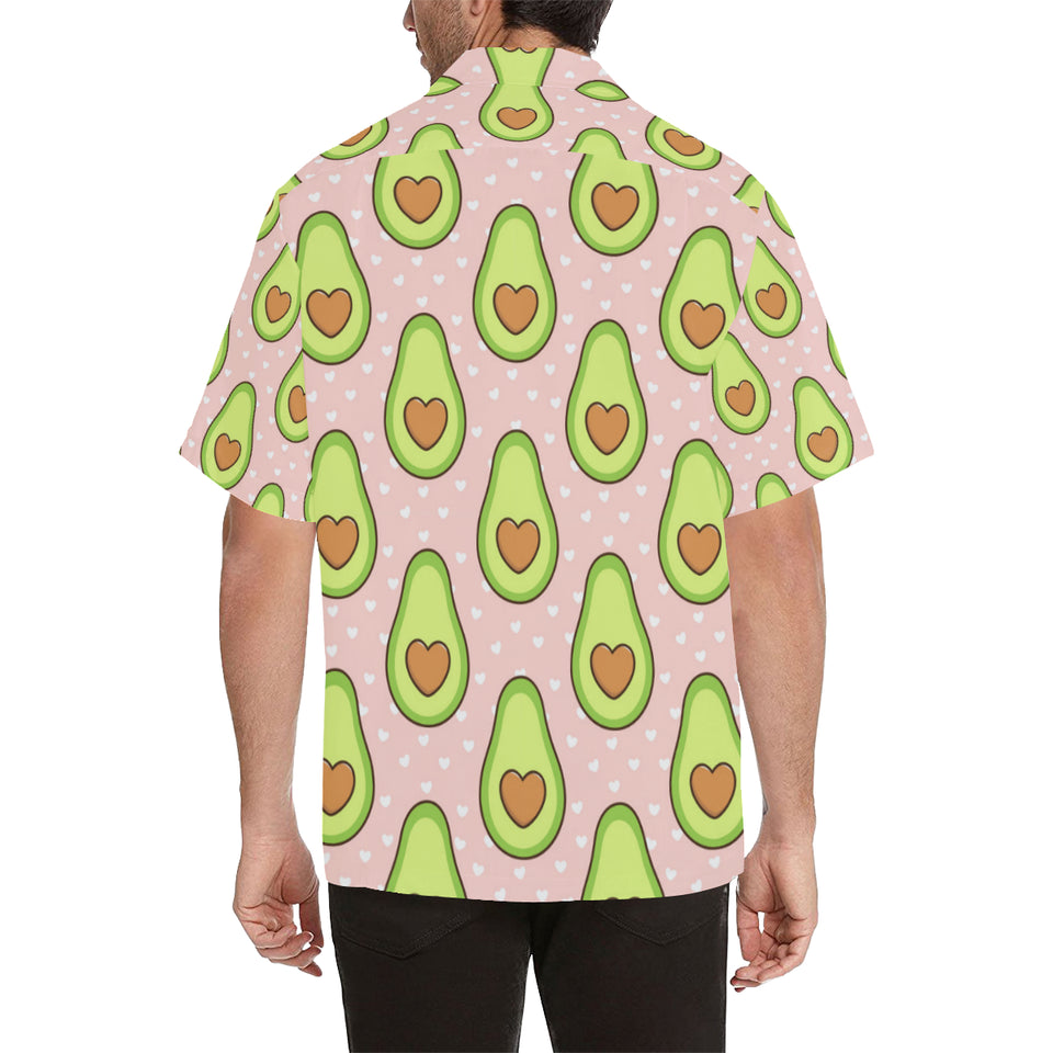 Avocado heart pink background Men's All Over Print Hawaiian Shirt