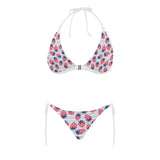 Strawberry pattern blue lines background Sexy Bikinis Two-Piece Swimsuits