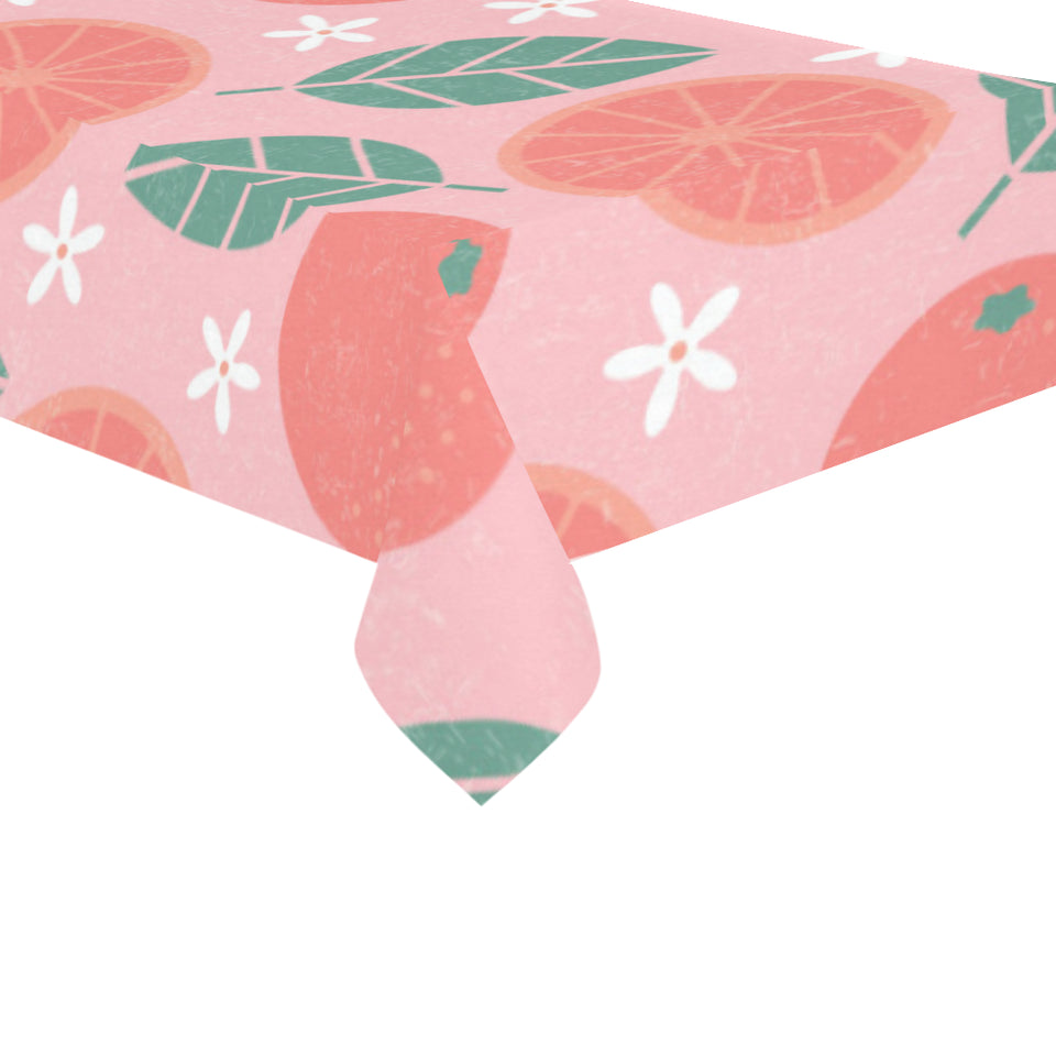 Grapefruit leaves flower pink background Tablecloth