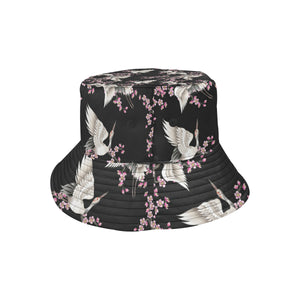 Japanese crane pink sakura pattern Unisex Bucket Hat