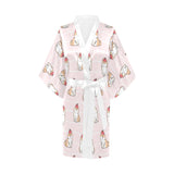Cute Shiba Inu Dog Apple pattern Women's Short Kimono Robe
