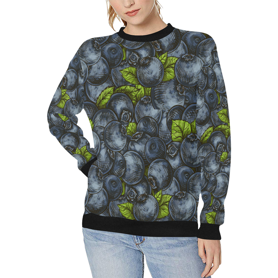 blueberry pattern Women's Crew Neck Sweatshirt