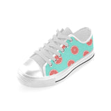 Grapefruit green background Men's Low Top Shoes White