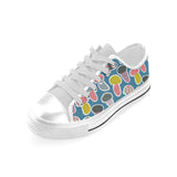 Colorful mushroom design pattern Men's Low Top Canvas Shoes White