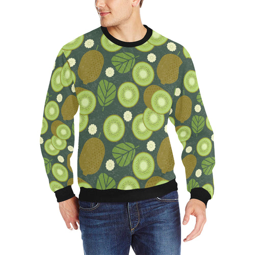 Whole sliced kiwi leave and flower Men's Crew Neck Sweatshirt