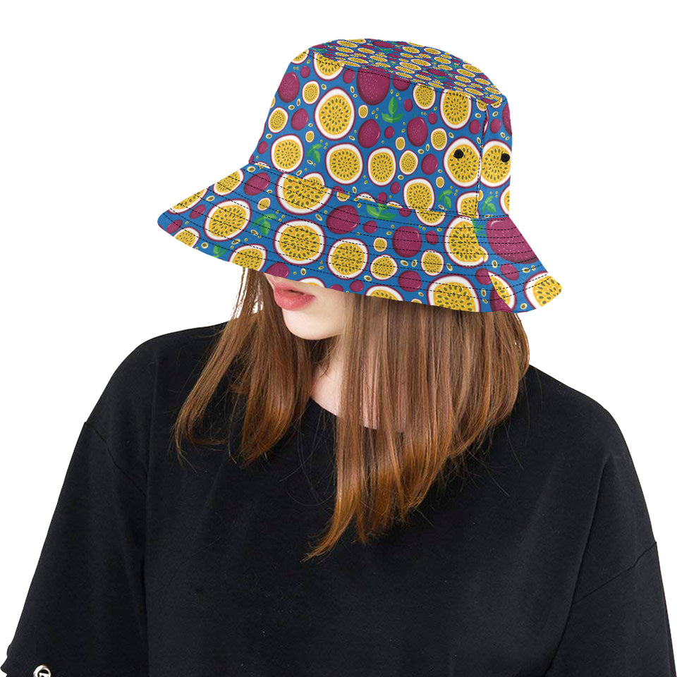 Passion fruit blue background Unisex Bucket Hat