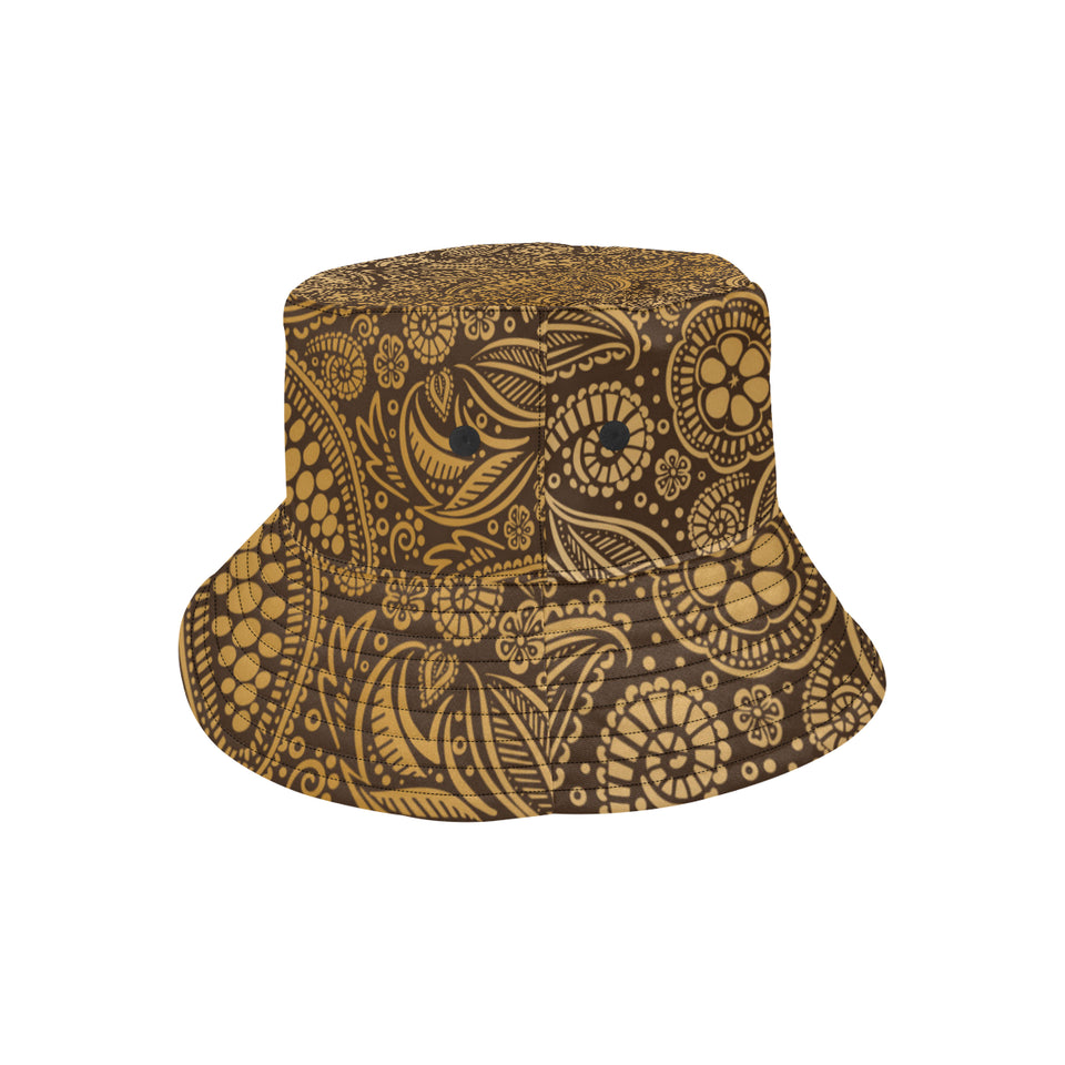 cacao beans tribal polynesian pattern background Unisex Bucket Hat