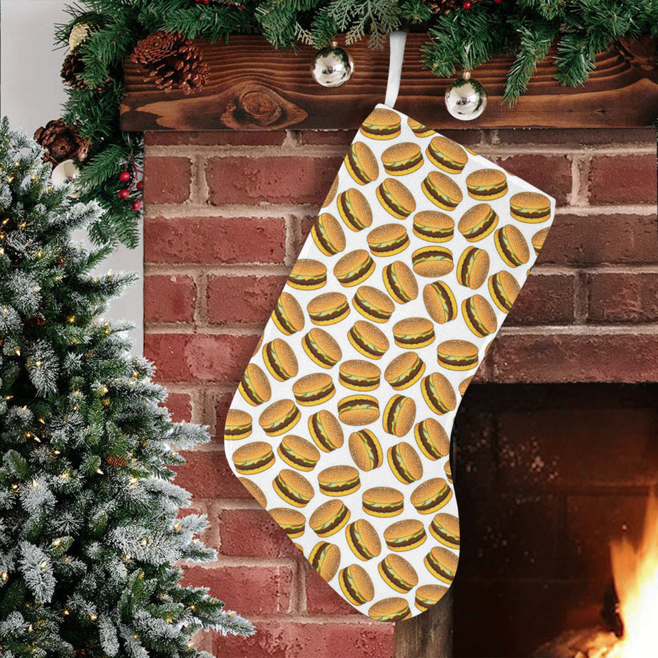 Hamburger Pattern Print Design 03 Christmas Stocking