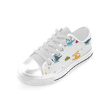 Colorful helicopter pattern Men's Low Top Canvas Shoes White