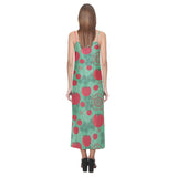 Tomato design pattern V-Neck Open Fork Long Dress