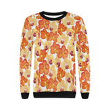 Orange yellow orchid flower pattern background Women's Crew Neck Sweatshirt