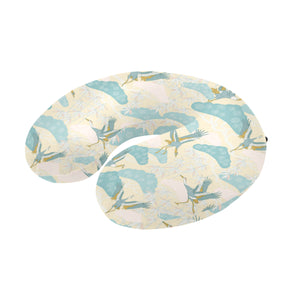 Bonsai bamboo stork japanese pattern cream theme U-Shaped Travel Neck Pillow