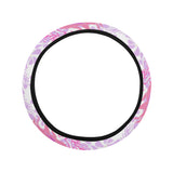 Pink flamingo flower pattern Car Steering Wheel Cover