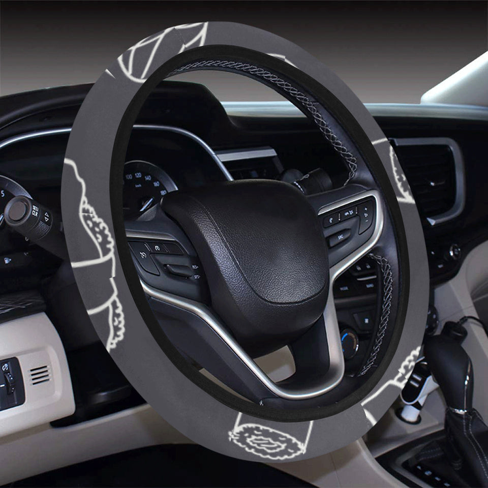 sushi pattern black background Car Steering Wheel Cover