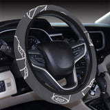 sushi pattern black background Car Steering Wheel Cover