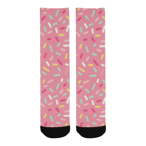 Pink donut glaze candy pattern Crew Socks