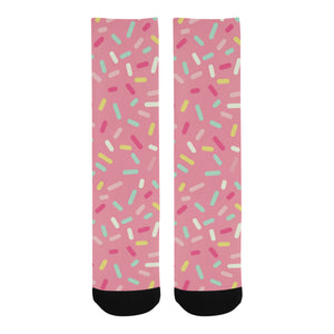 Pink donut glaze candy pattern Crew Socks