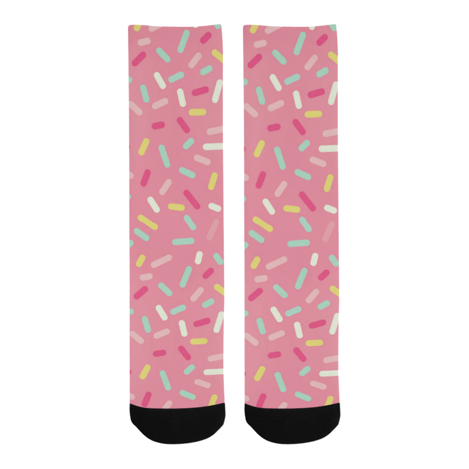 Pink donut glaze candy pattern Crew Socks