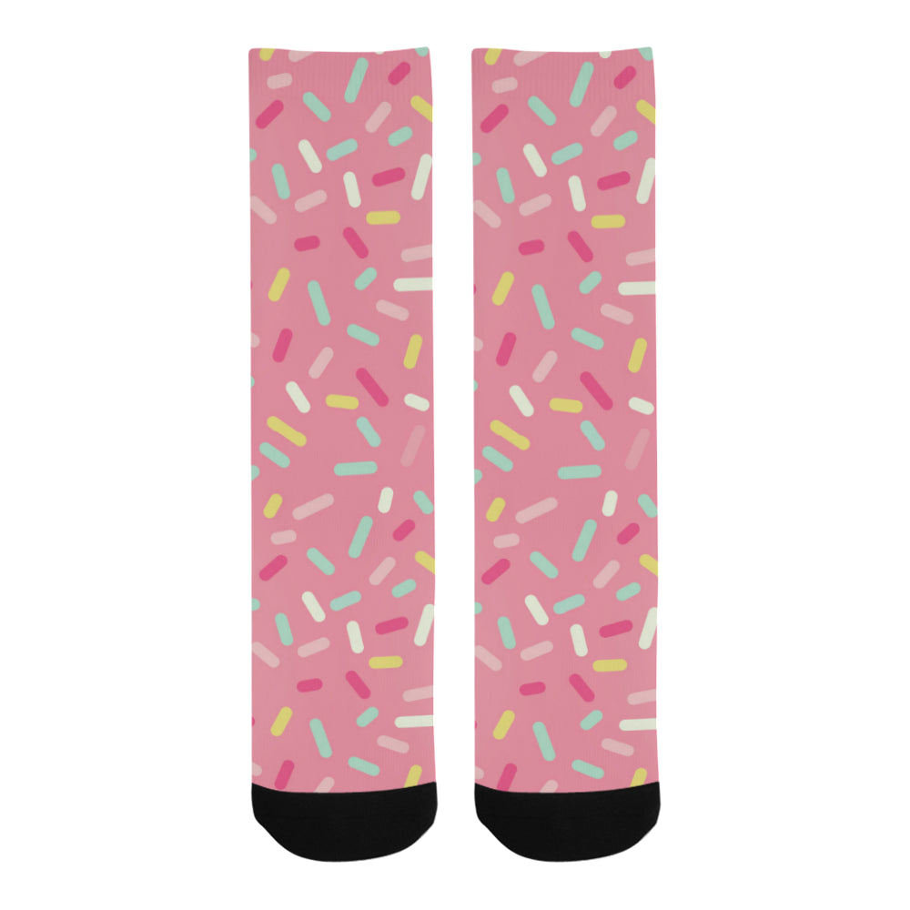 Pink donut glaze candy pattern Crew Socks