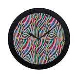 Colorful zebra skin pattern Elegant Black Wall Clock