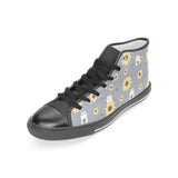 Cute hamster sunflower pattern background Women's High Top Canvas Shoes Black
