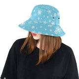 Snowflake pattern blue background Unisex Bucket Hat