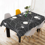 Spider web design pattern Black background white c Tablecloth