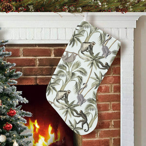 Monkey sloth lemur palm trees pattern Christmas Stocking