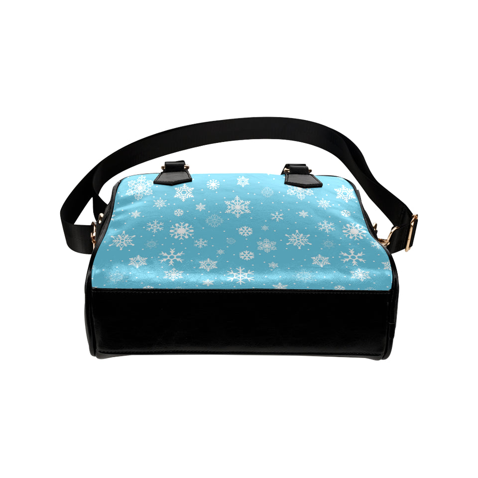 Snowflake pattern blue background Shoulder Handbag