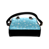 Snowflake pattern blue background Shoulder Handbag