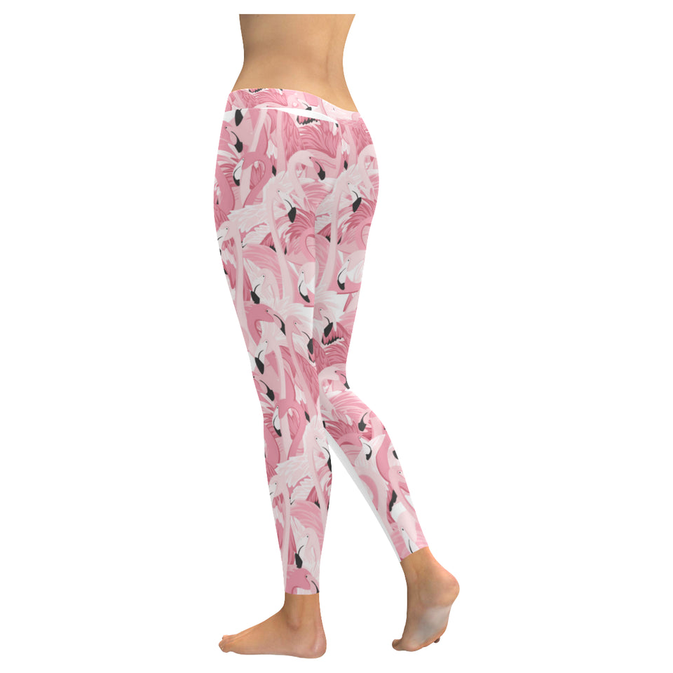 Pink flamingos pattern background Women's Legging Fulfilled In US