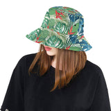 heliconia palm and monstera  leaves pattern Unisex Bucket Hat