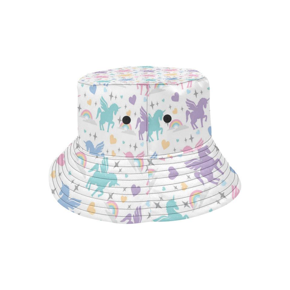 colorful unicorn rainbow heart pattern Unisex Bucket Hat