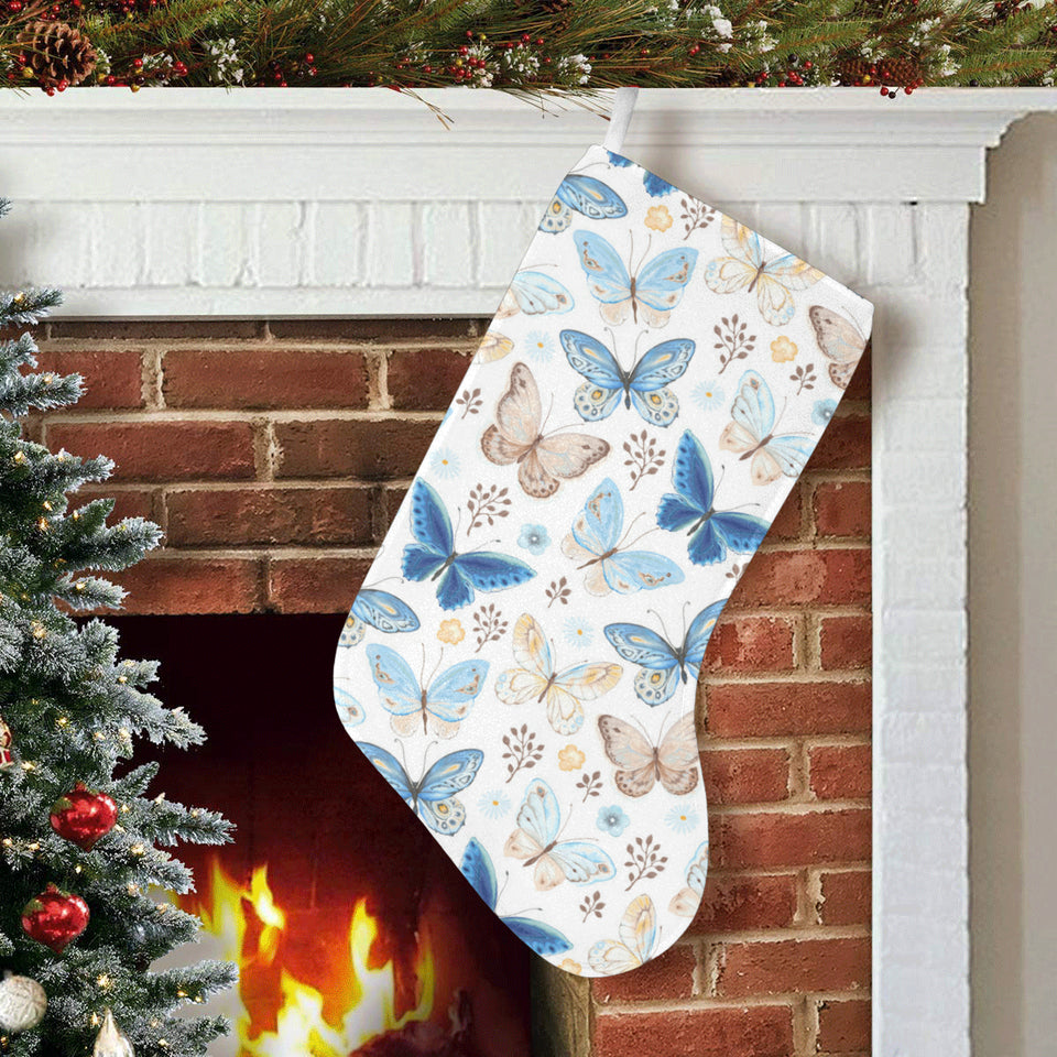 blue butterfly pattern Christmas Stocking