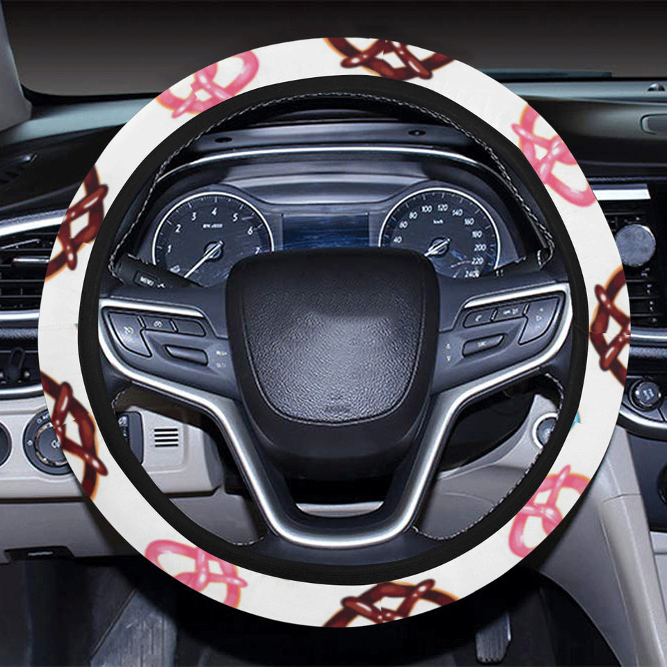 Pretzels Pattern Print Design 04 Car Steering Wheel Cover