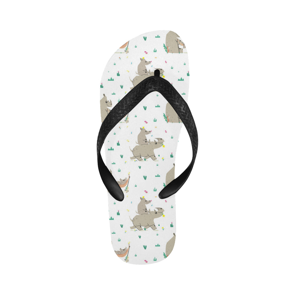 Cute Rhino pattern background Unisex Flip Flops