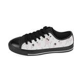 Poodle dog rose cake pattern Men's Low Top Canvas Shoes Black