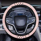 Cute fox pattern pink background Car Steering Wheel Cover
