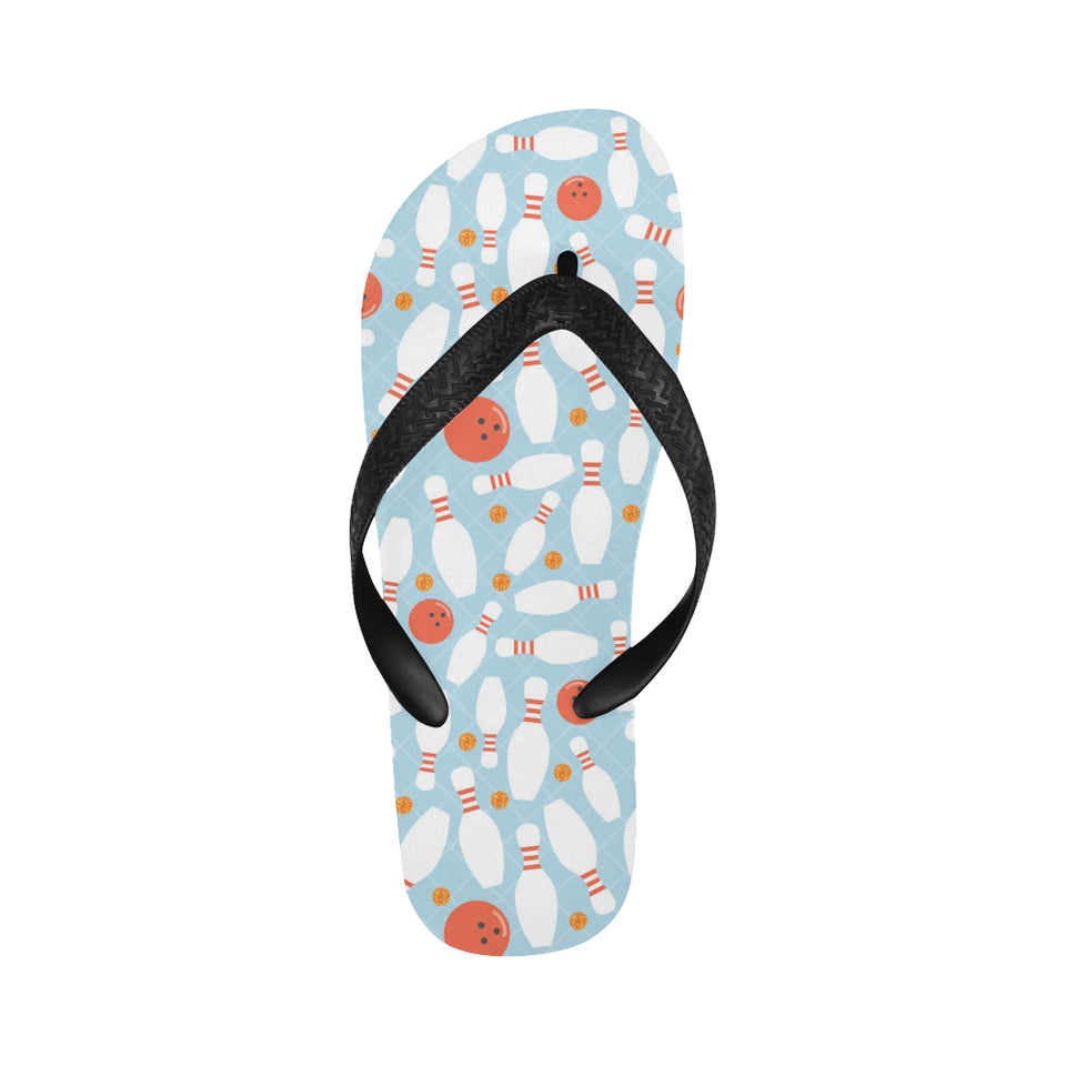 Bowling ball bowling pins blue blackground Unisex Flip Flops