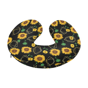 sunflower golden polygonal shapes U-Shaped Travel Neck Pillow