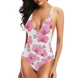 pink purple orchid pattern background Women's One-Piece Swimsuit