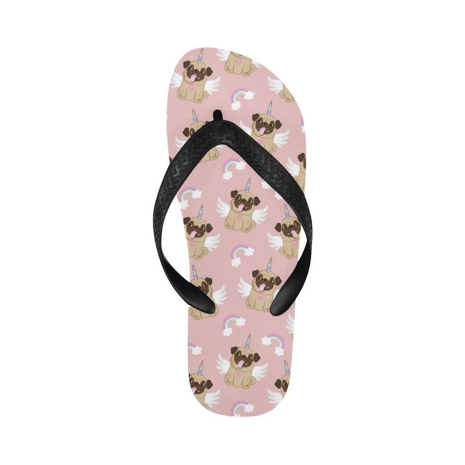 Cute unicorn pug pattern Unisex Flip Flops